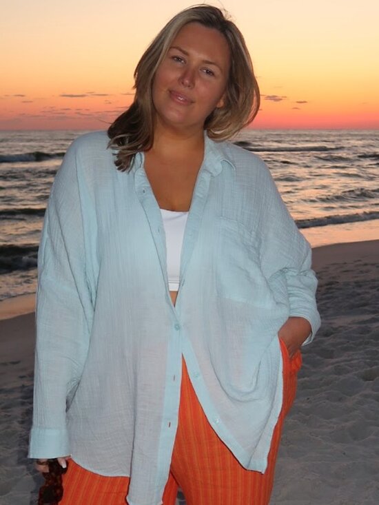 American Eagle Tops - American Eagle Lightweight Linen Oversized Button Down